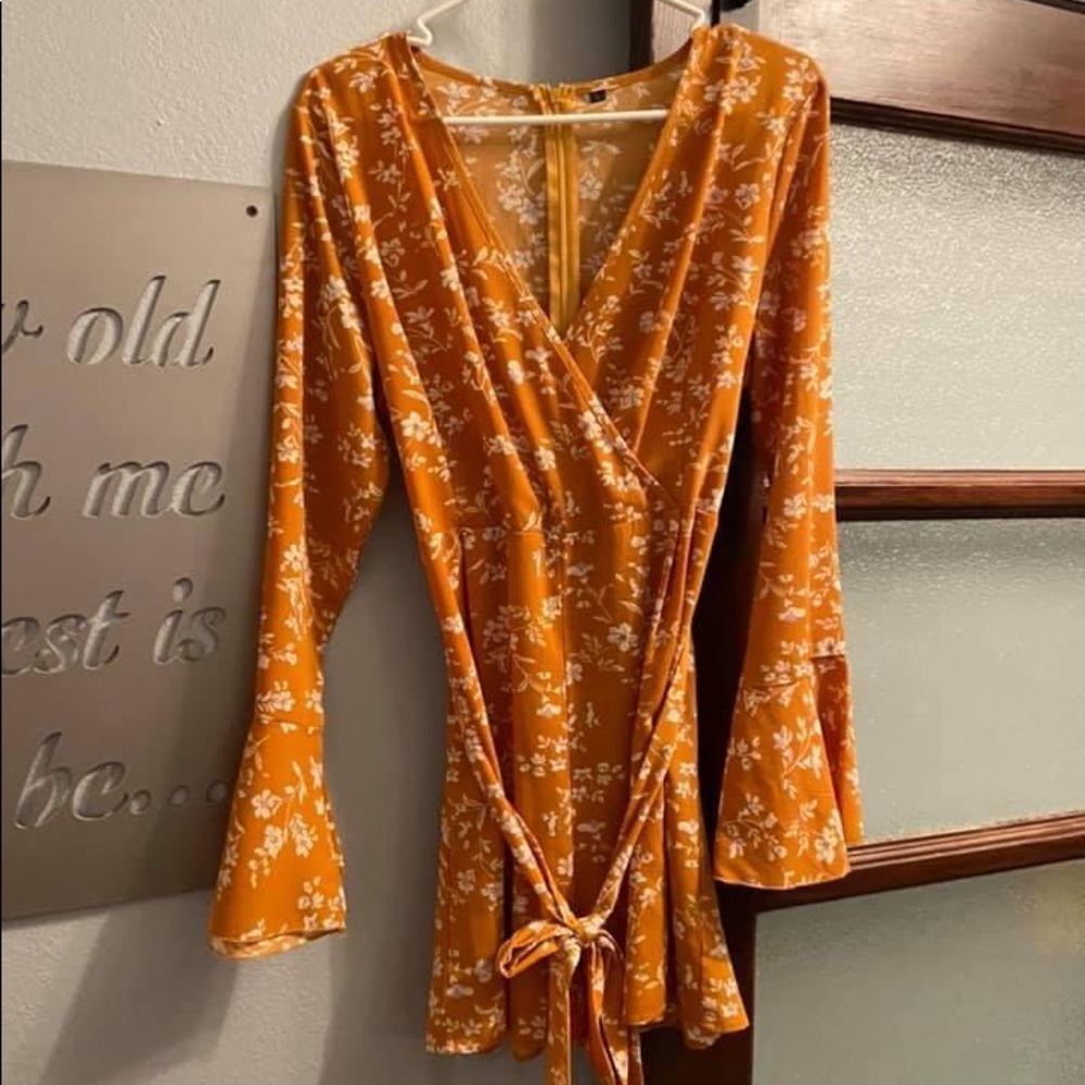 Mustard wide sleeve romper